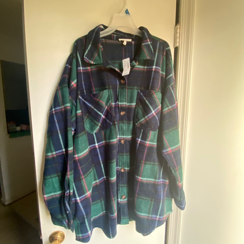 Maurices Plaid Flannel Shirt Jacket 2X Cozy‎ Oversized Button Up Warm